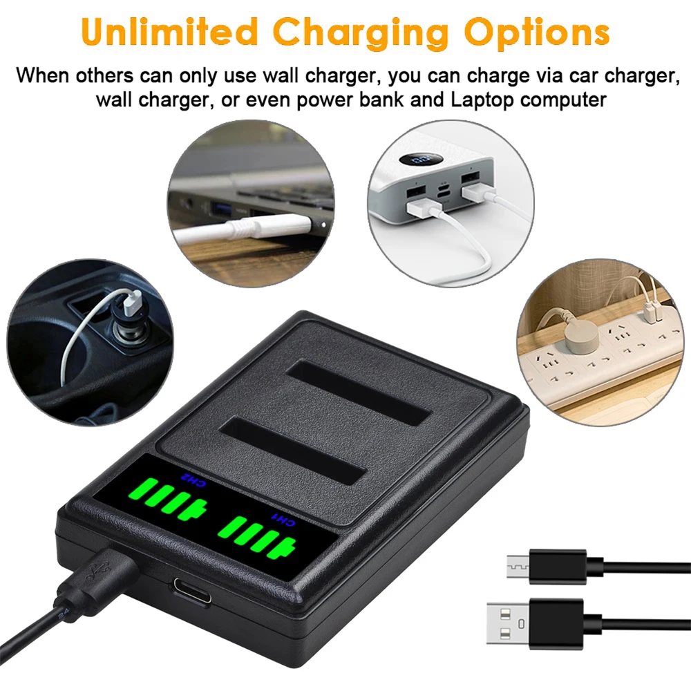 แบตเตอรี่ NP-45 Li-40B Li-42B EN-EL10 D-Li63 KLIC-7006 NP-80 Li108 + ที่ชาร์จคู่ไฟ LED สำหรับ Nikon Coolpix S4000 S210 S220 S230 S570