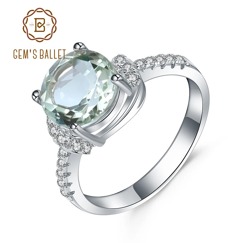 

Gem's Ballet 2.73Ct Natural Green Amethyst Gemstone Ring Wedding Brand 925 Sterling Silver Finger Rings For Women Valentine Gift