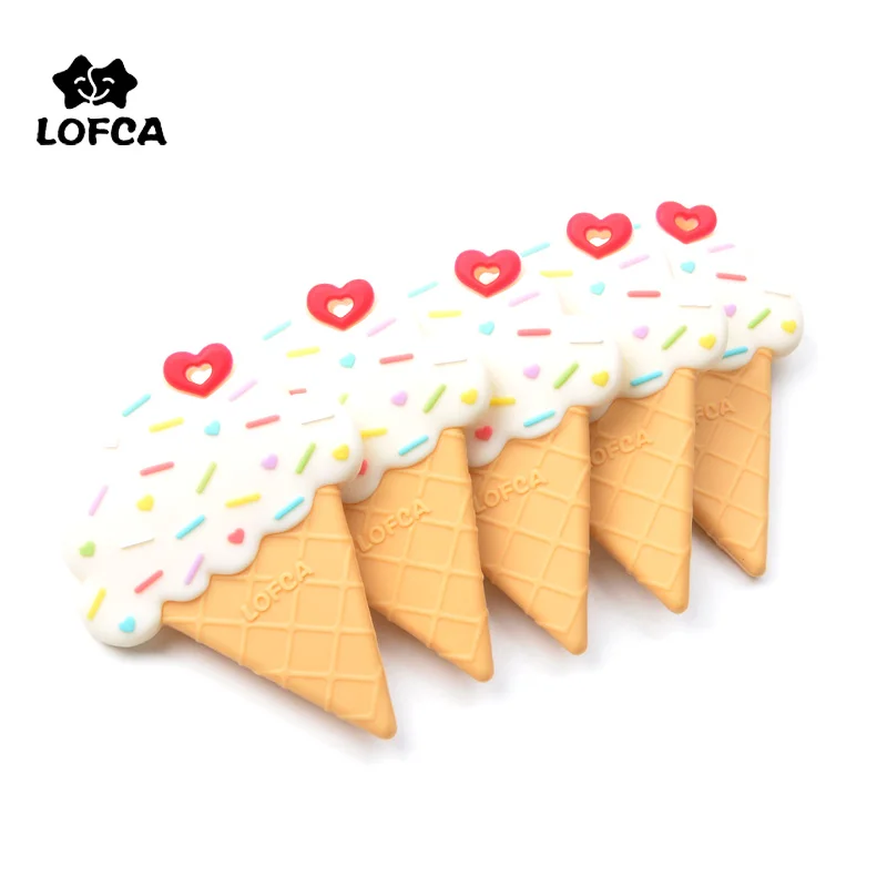 

LOFCA Ice Cream Silicone Teether BPA Free Food Grade Silicone Teething Necklace Pendant Toy for Baby Teething Chew Jewelry