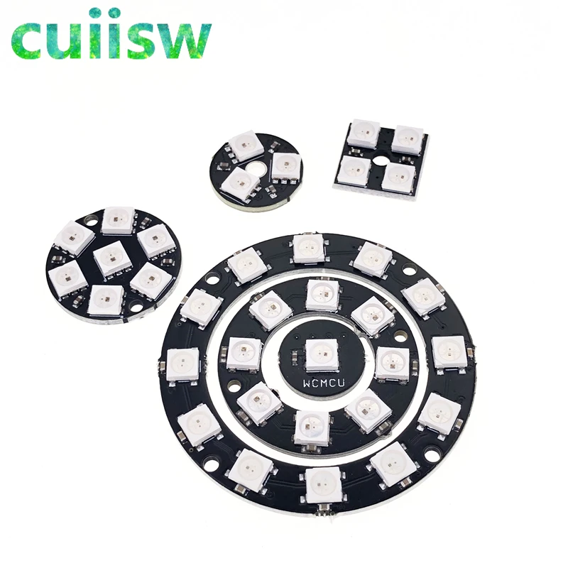 Светодиодное кольцо RGB 1 3 4 7 8 12 16 24 бит LED s WS2812 5050 RGB светодиодная кольцесветильник лампа со встроенными драйверами для Arduino комплект для самостоятельной сборки