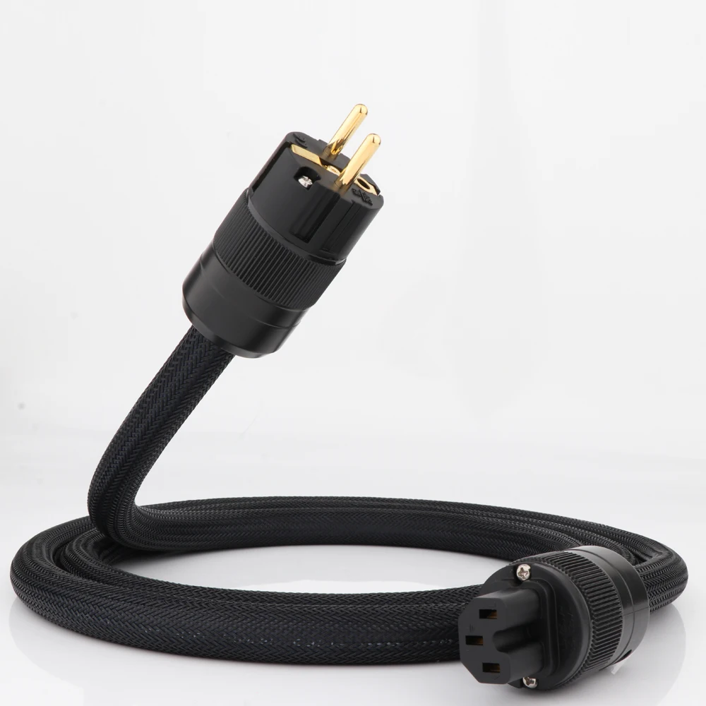 High Quality Hi End Power Cord CD Amplifier Amp Cable with P078 Gold Plated Power Plug AC Mains Power Cable EU Power Iine