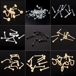 10PC Flexible Bioplastic Nose Bone Studs Prevent Allergy Transparent Lip Eyebrow Piercing Cartilage Tragus Helix Body Jewelry