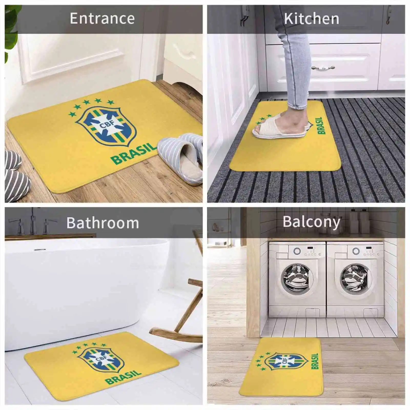 Brasil 5 Vezes Champion Soft Cushion Home Carpet, Tapete de Porta, Tapete de Carro, Rbrazil, Ronaldo, Nazario, Ronaldo, Fenomeno, R9, Vs Germany