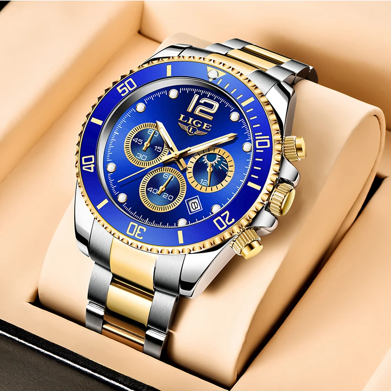 2024LIGE Mens Watches New Fashion Sport Stainless Steel Date Clock Luminous Waterproof Quartz WristWatch Relogio Masculino Reloj