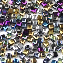 Square Shape Austrian Crystal 4mm 100pcs Quadrate Plating Glass Spacer Loose Beads For Jewelry Making DIY Bracelet Accessories