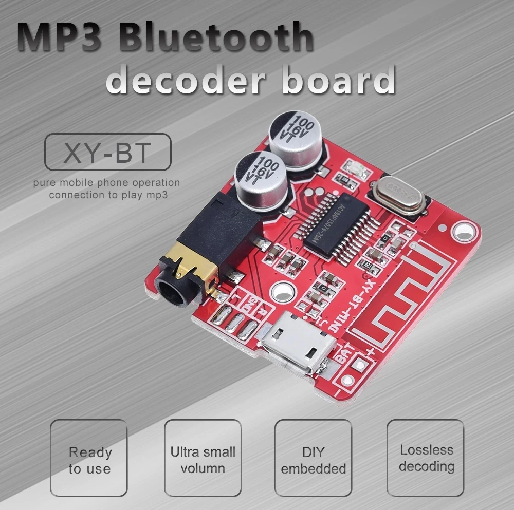 Bluetooth Audio Receiver Board Bluetooth 5.0 MP3 Lossless Decoder Board Wireless Stereo Music Module 3.7-5V XY-BT-Mini