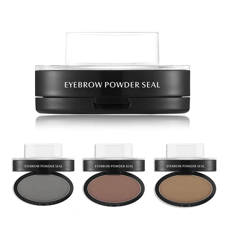 3 Colors Eyebrow Powder Seal Eyebrow Shadow Set Waterproof Eyebrow Stamp Straight Curved Shape Brow Stamp Powder Palette Stamper