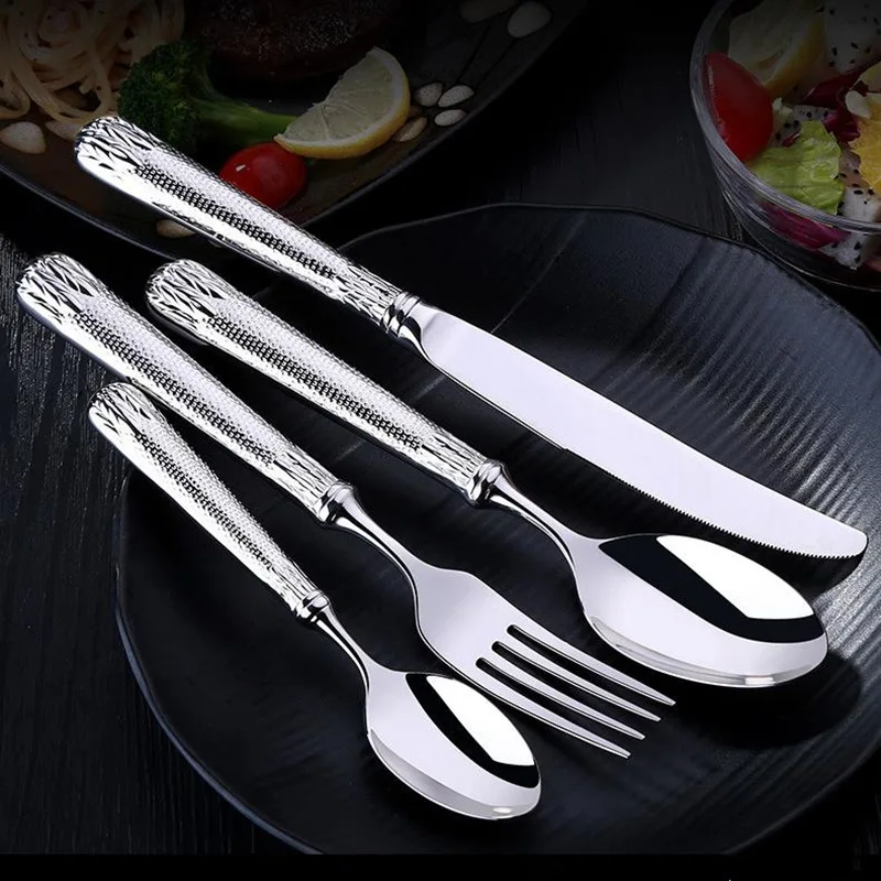 Elnoora Luxury Cutlery 18/10 Stainless Steel Gold Cutlery Set Mirror Shiny Silverware Dinnerware Set Flatware Drop Shipping