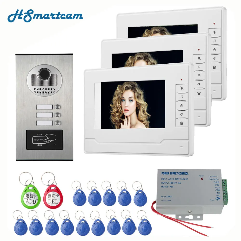 Imagem -03 - Apartamento Intercom System Video Intercom Kit Porta Telefone Polegada Monitor com Chaveiros Rfid Apto para Apartamento Unidades