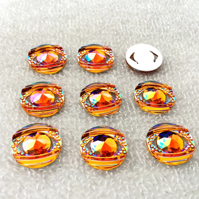 10pcs 18mm AB colour Round Flat Back stones and crystal Resin Rhinestone trim Gems For Costume Button Crafts -E842