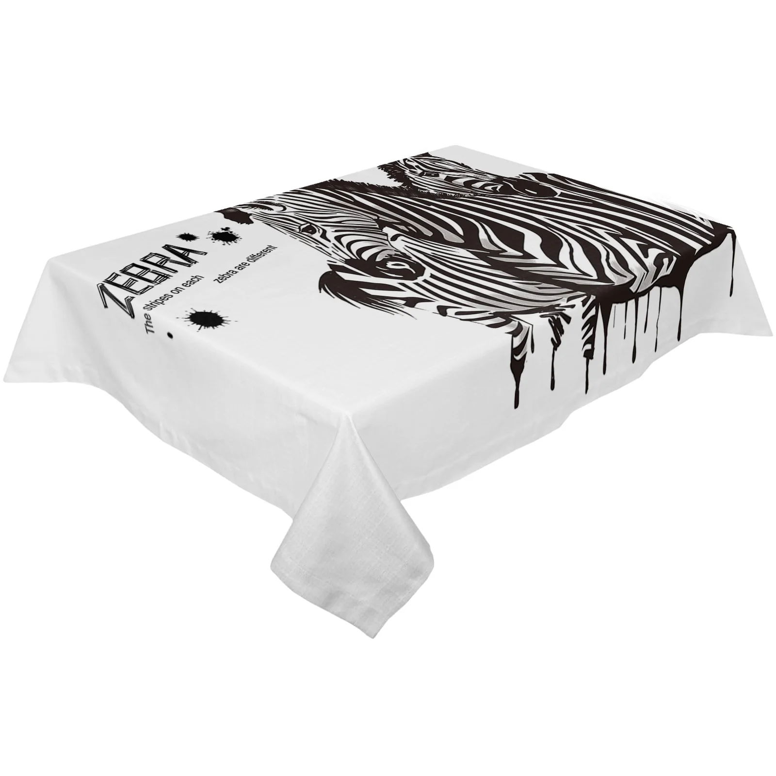 Ink Style Zebra Table Cloth Waterproof Dining Tablecloth for Table Kitchen Decorative Coffee Cuisine Party Table Cover