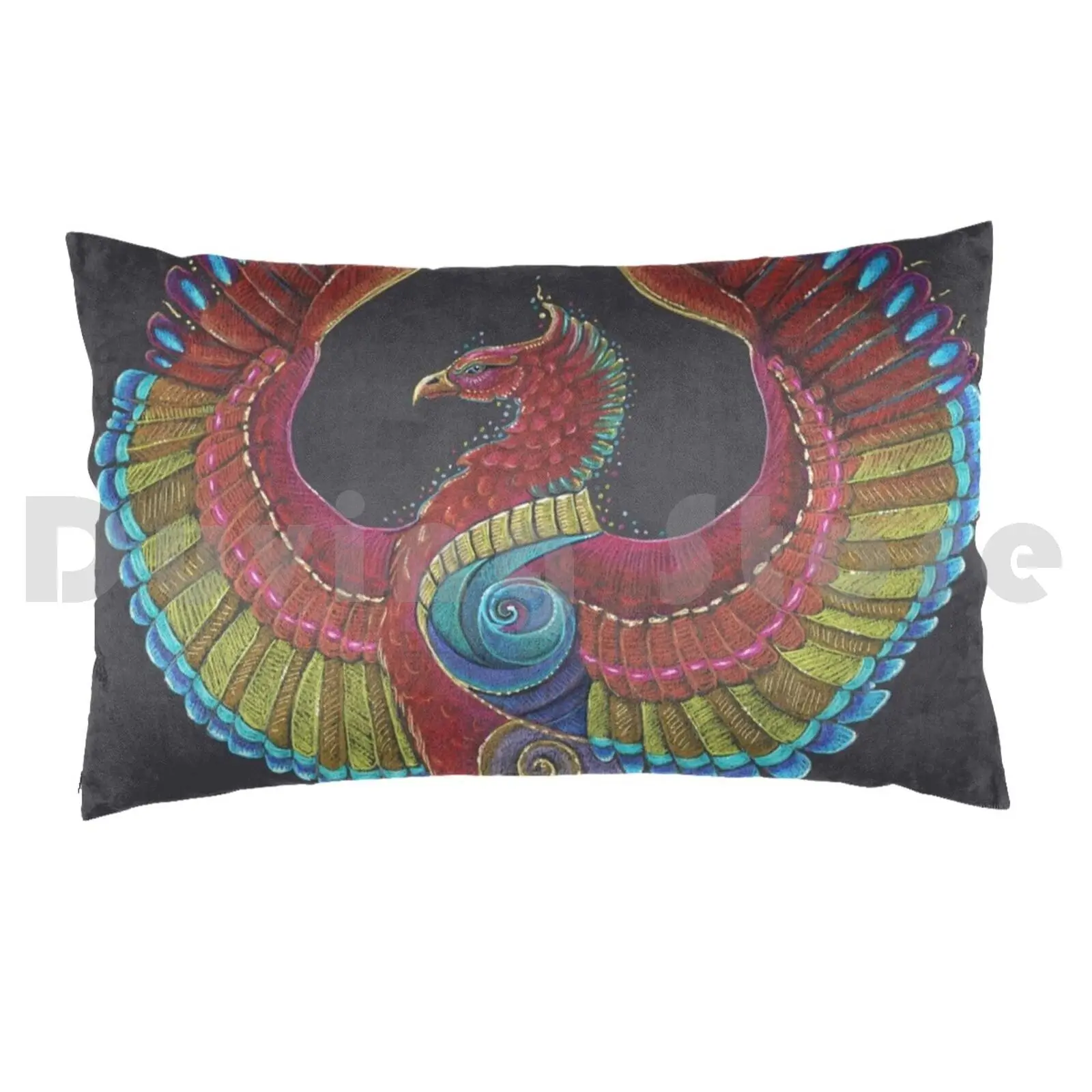 Phoenix Totem Pillow Case Printed 50x75 Phoenix Firebird Phoenix Totem Mythical Phoenix Spiritual Art Fantasy