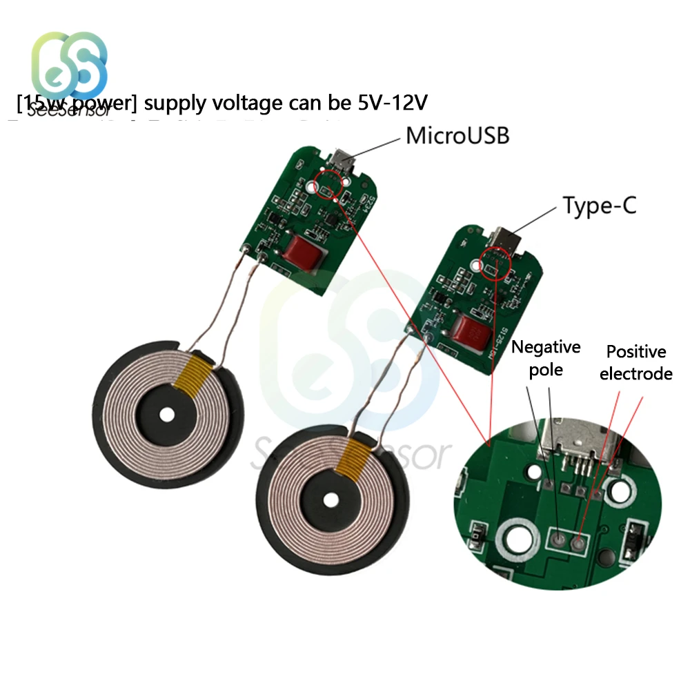 5V 9V 10W 15W High Power Fast Charging Wireless Charger Transmitter Module Micro USB Type-c USB + Coil For Qi Wireless Charging