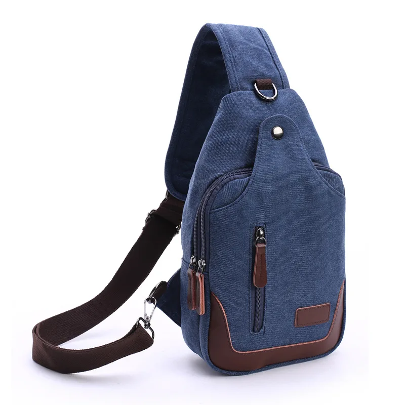 

New Korean casual men's chest bag canvas bag messenger bag leisure sports bag storage bag mobile phone bag