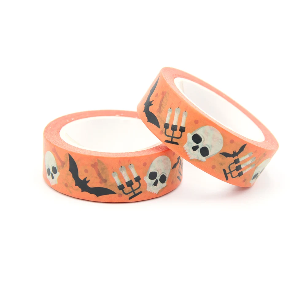 NEW 1PC 15MM*10M Halloween Skeleton, Candle,Bats Washy Tape DIY Scrapbooking Paper Photo Album Adhesive Masking Tape