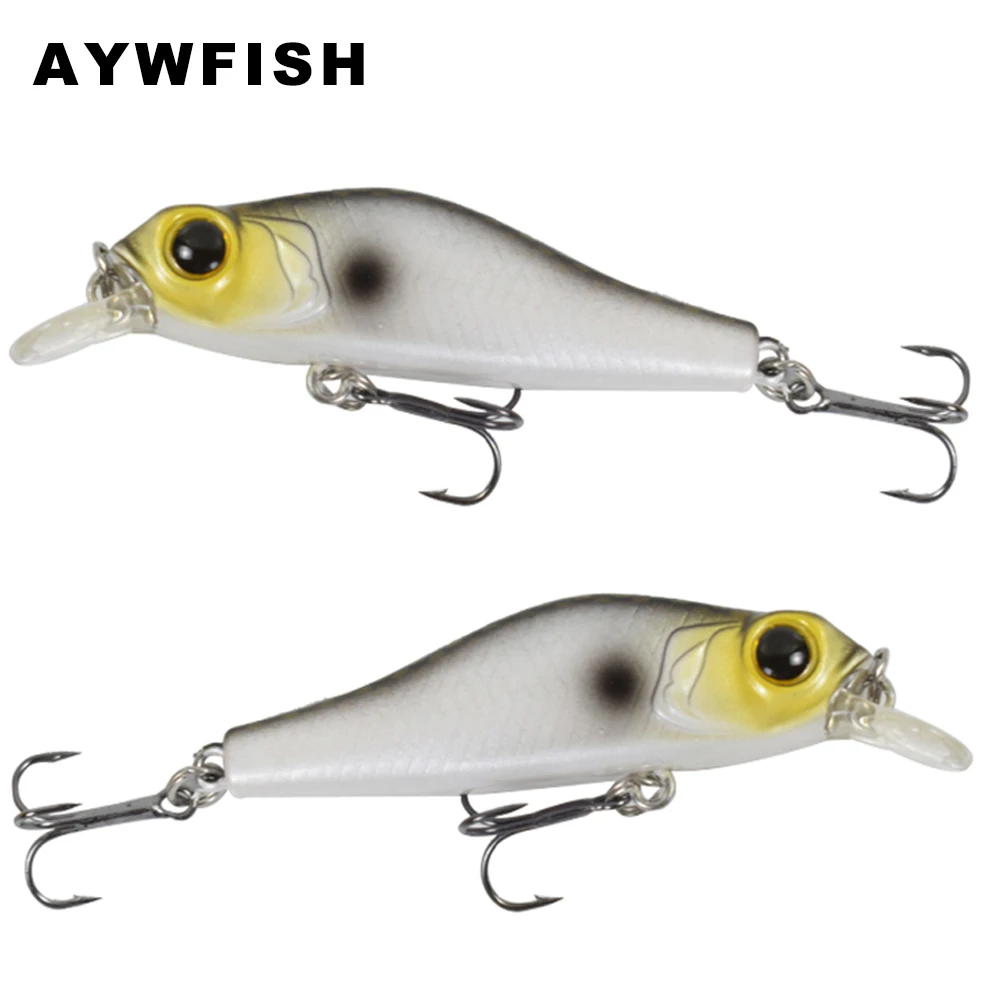 AYWFISH Mini Minnow Wobblers 68mm 6.9g Musky Hard Plastic Lure Shallow Bill Jerk Bait Sinking Jerkbait Mini Pike Fishing Tackle