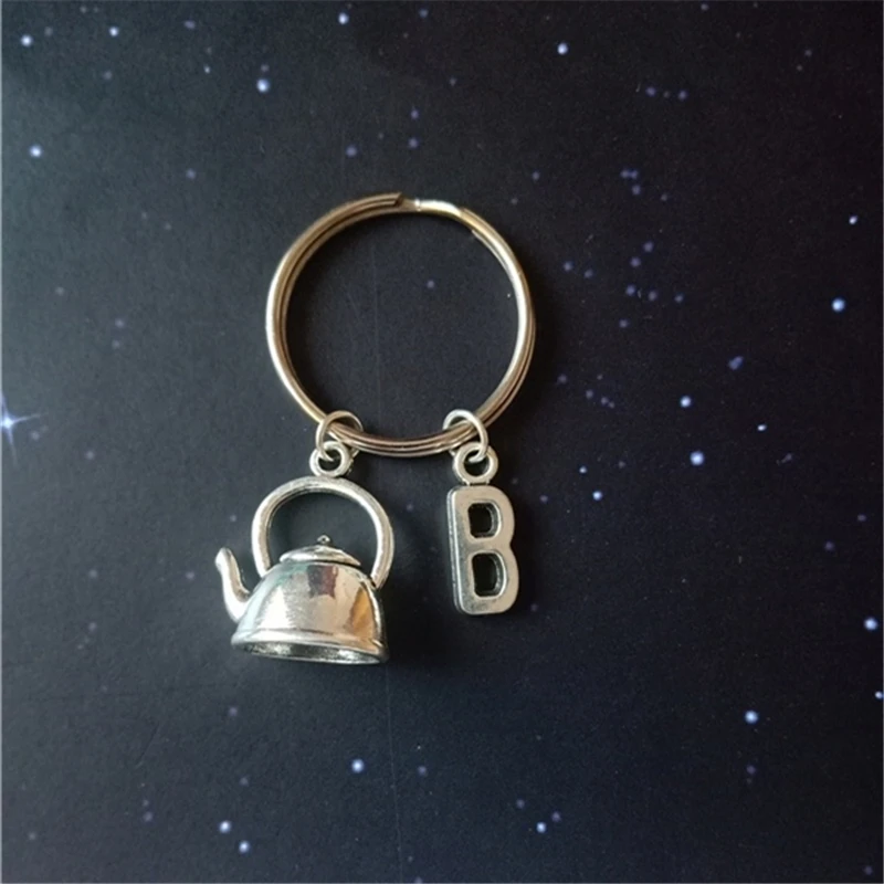 Teapot Keyring, Teapot Keychain, Personalised Christmas Gift, Initial Charm, Tableware Gift, Tiny Teapot Key chain