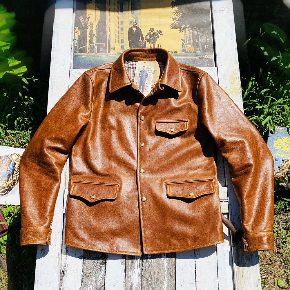 ส่งเร็ว,เอเชียขนาด Super Top Heavy อิตาเลี่ยนแท้วัวหนัง Slim Classic Cowhide สไตล์ Switchyard แจ็คเก็ต