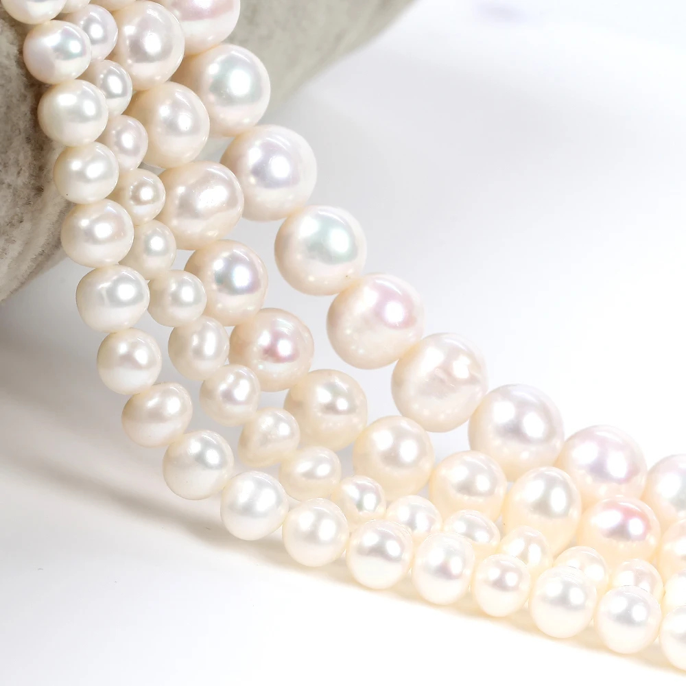 Natural Freshwater Pearl Beads High Quality Nearround Shape Punch Loose Beads for Jewelry Making DIY Necklace Bracelet