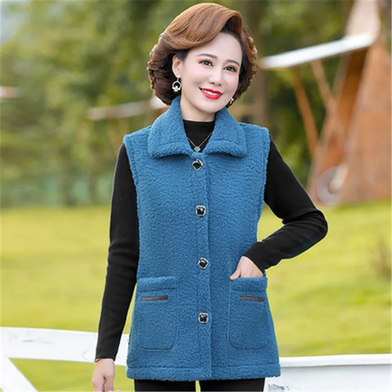 2021 Trung Niên Nữ Hột Trang Áo Giữ Ấm Mùa Đông 5XL Bộ Áo Dày Dặn Ấm Áo Gilet Femme A658