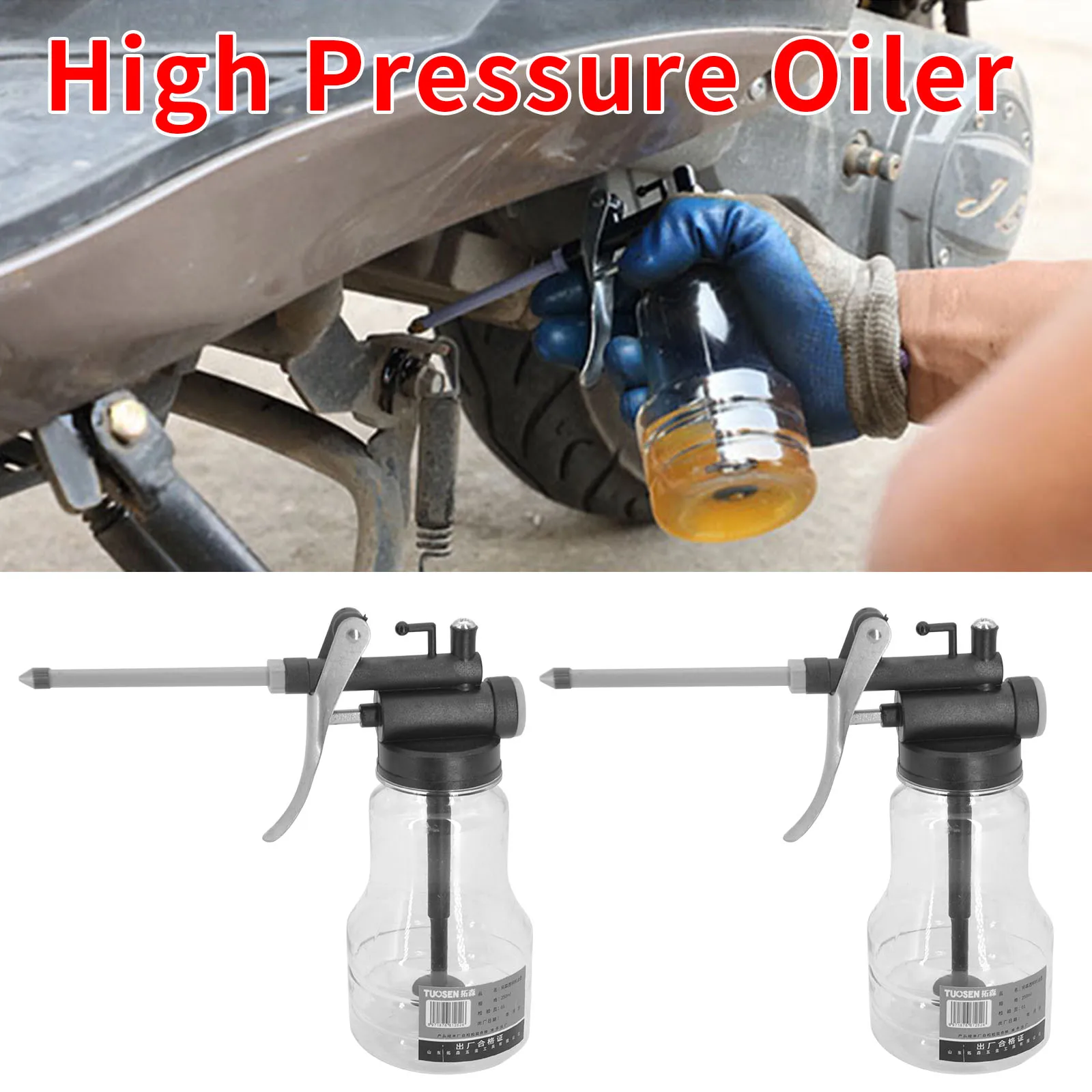 Oiler For Greasing Transparent Oil Can Lubrication High Pressure Pump Lubricating Oil Plastic Machine 250mlOil Gun Hardware Tool