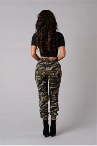 Pantalones vaqueros ajustados para mujer, pantalón con cintura elástica, talla grande, Camuflaje, verde militar, gran oferta, novedad