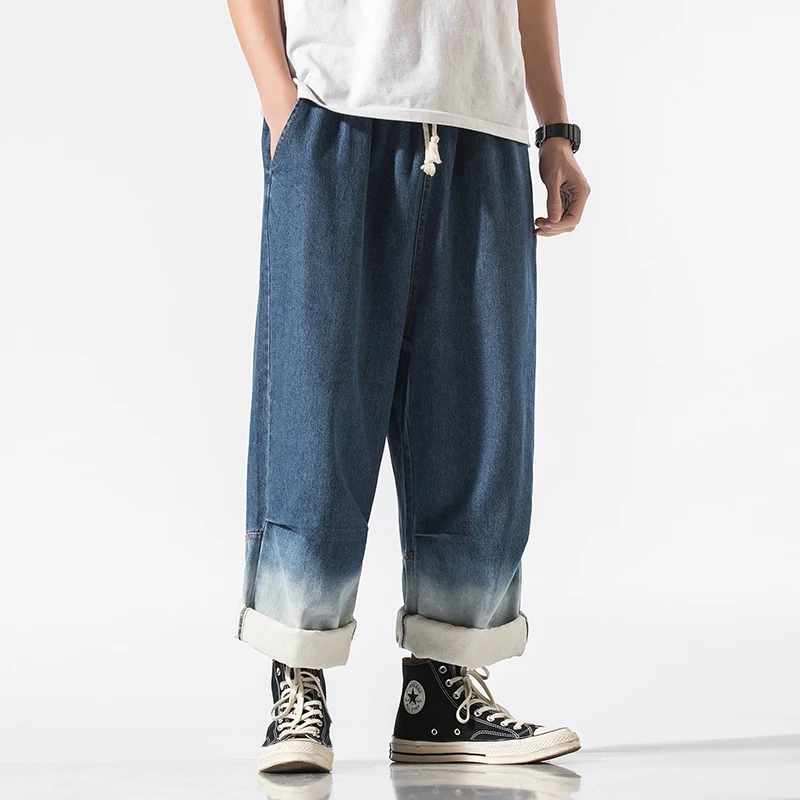 

Japanese Gradient Color Drop Feeling Wide Leg Pants Straight Leg Men's Jeans Loose Spring and Autumn Men's Pants