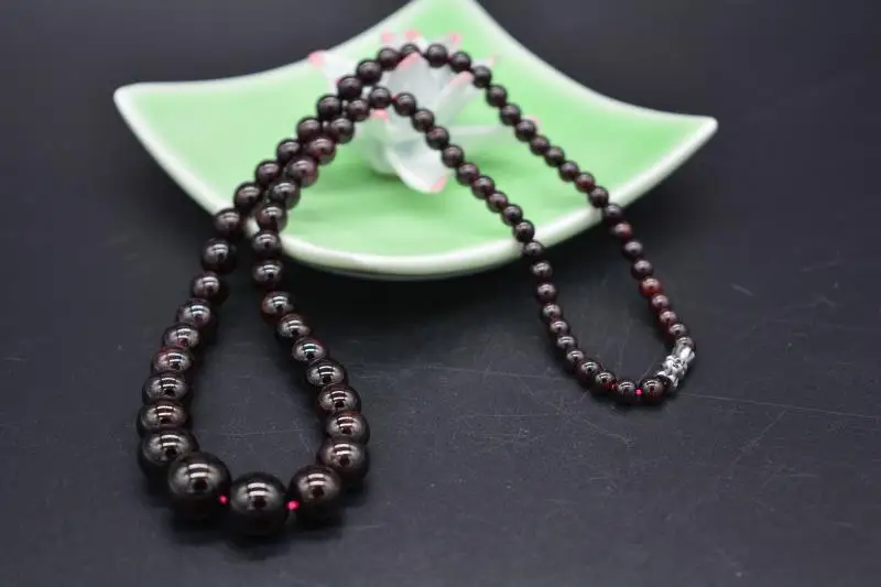 Hot sale Free Shipping -11mm Natural Garnet Round Beads Necklace 17''