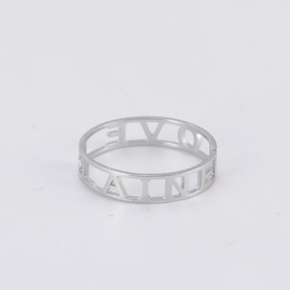 Custom Name Ring Hollow Stainless Steel Jewelry Customized Rings for Men Women Promise Ring Wedding Birthday Christmas Gifts