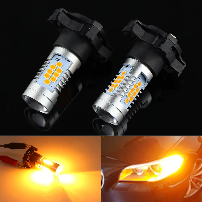 2Pc CANbus Amber Error Free PY24W 5200s 30SMD LED turn signal lights for Land Rover  Range Rover Sport ​2010-2013,LR4 2010-2013