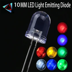 10mm 10 sztuk/partia czerwony niebieski biały żółty zielony 850NM emiter podczerwieni ciepły różowy fioletowy pomarańczowy RGB LED szybki powolny przezroczysty DIP