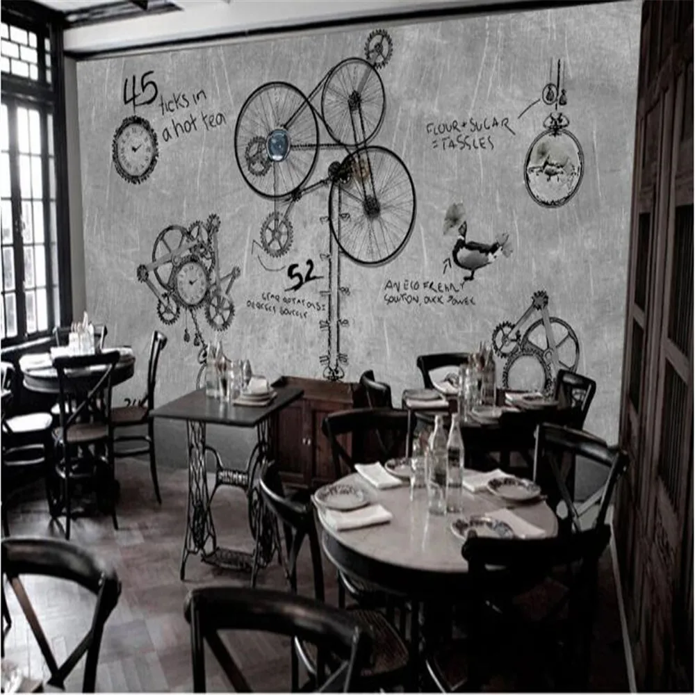 

Milofi custom retro nostalgic mechanical gear cafe restaurant water bar background wall