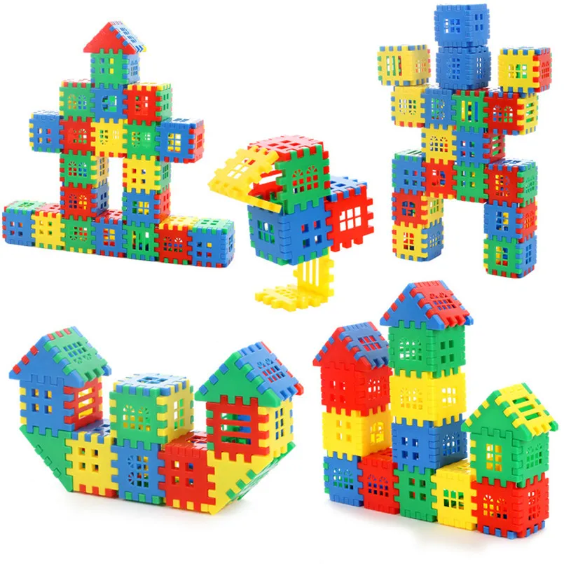 180Pcs Large Size Plastic 3D Interconnecting Building Blocks Toys For Children Learning Colorful DIY Block Boys Toy Brain Game