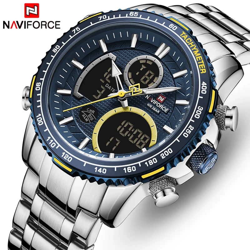 

Men’s Watches Top Luxury Brand NAVIFORCE Sport Quartz Watch Men Stainless Steel Chronograph Wristwatch Clock Relogio Masculino