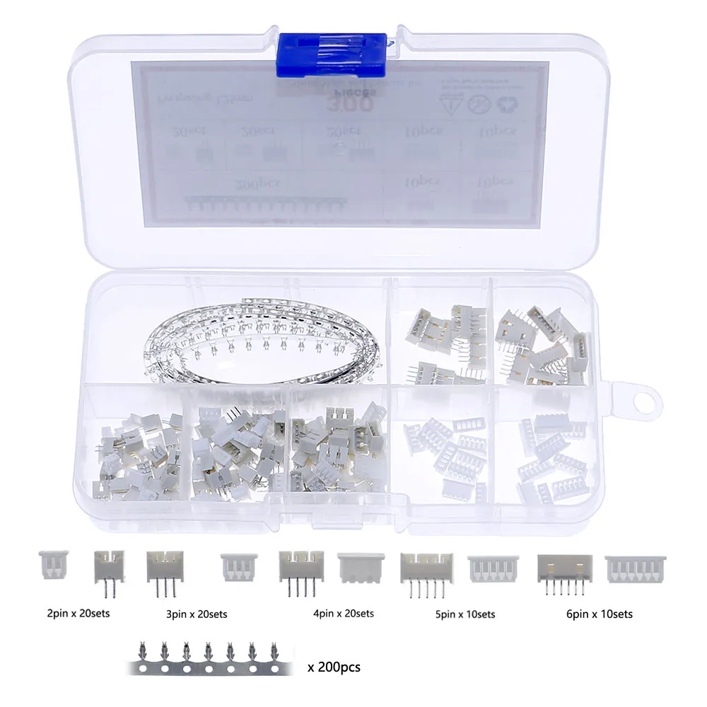 

360pcs/Box 2p 3p 4p 5p 6 pin 1.25mm Pitch Terminal Housing Straight Pin Header Connector Wire Connectors kit