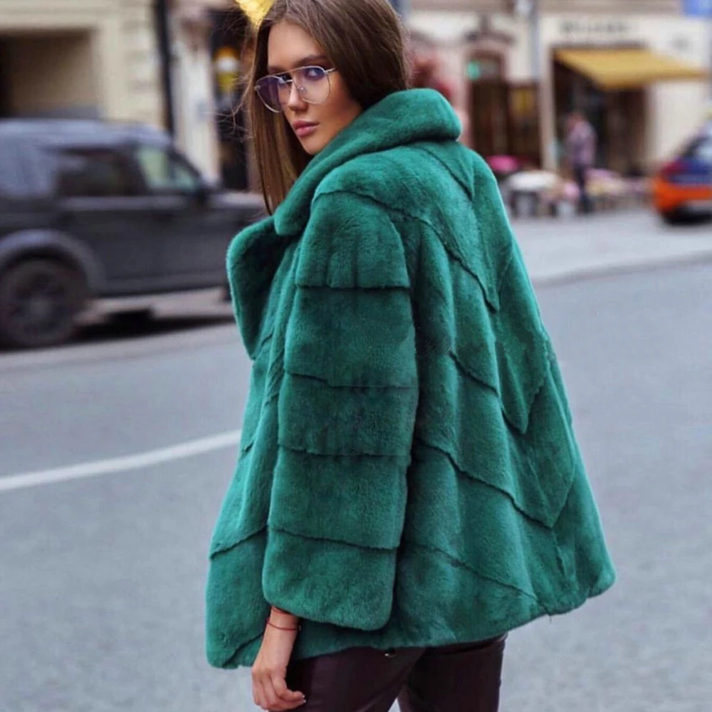 Women Mid-length Natural Mink Fur Jackets Winter 2022 New High Quality Woman Casual Full Pelt Mink Fur Coat Genuine Fur Overcoat