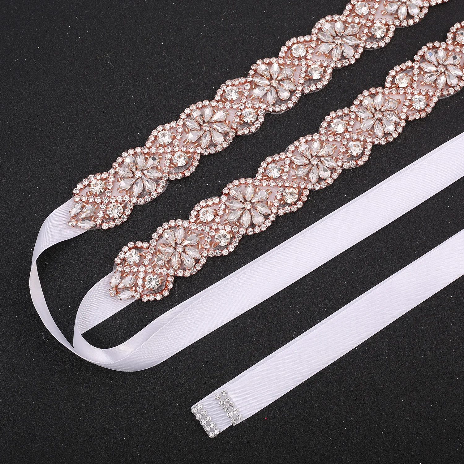 SESTHFAR 1 YardRhinestone Bridal Belt Bridesmaid Sash Crystal Wedding Belt Headband Women Dress Accessories