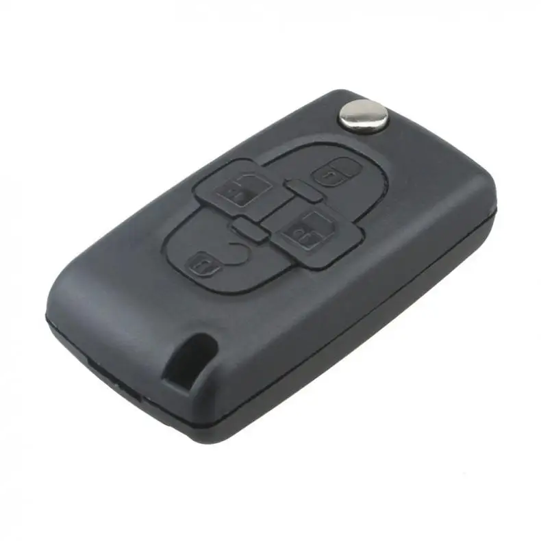 Đen 4 Nút Gấp Thay Thế Khóa Từ Xa Fob Vỏ Ốp Lưng Với Uncut Xe Lật Chìa Khóa Dành Cho Xe Đạp Peugeot 1007 Đồng Hồ C8 mới Liệt Kê