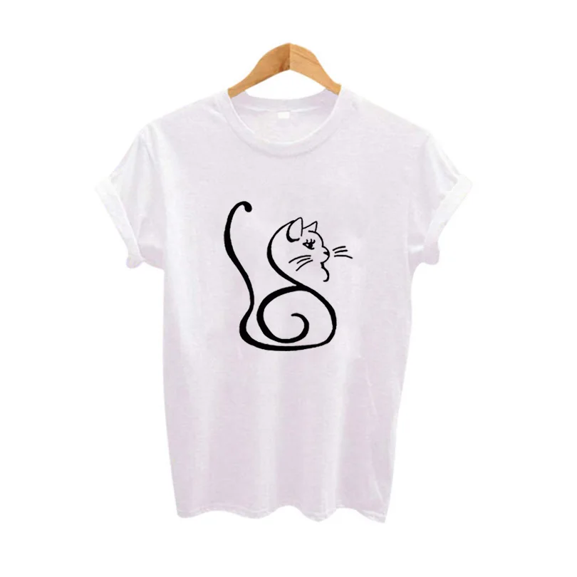 Women Cute Tshirt Size S-XXL Fashion  Clothes Fuuny T Shirts Tumblr Harajuku Cartoon Cat Graphic Tees