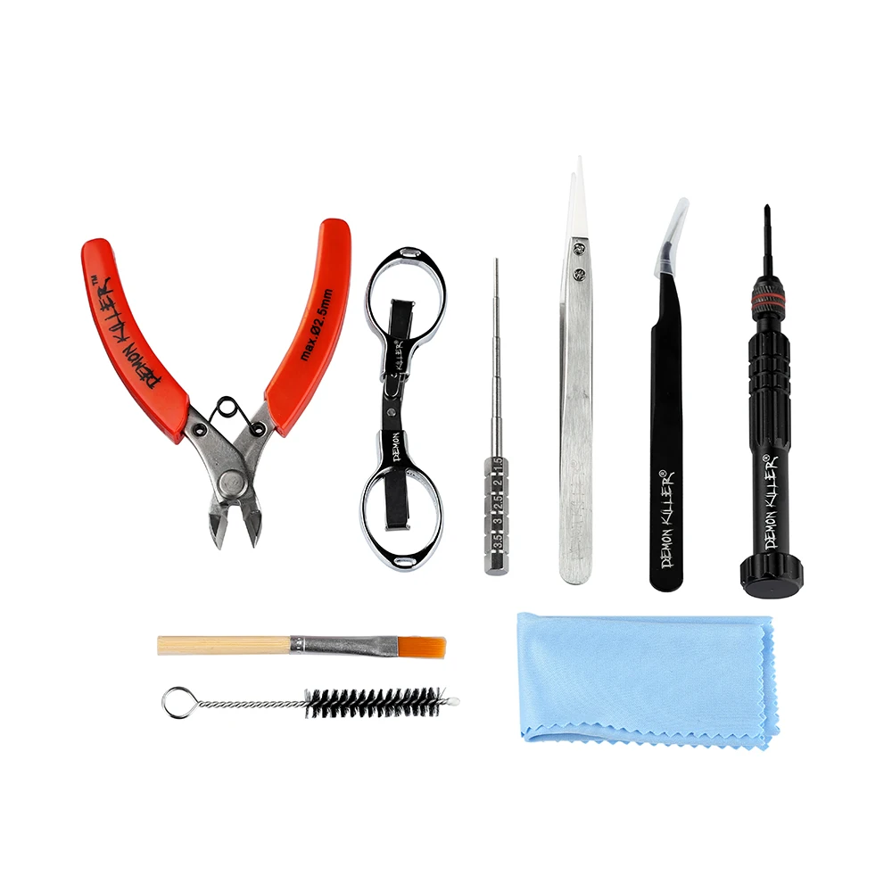 Demon Killer Tool Combination Kit with Ceramic tweezer Scissors Pliers Screwdrivers for Heating Wire DIY RDA RTA Accessory Bag