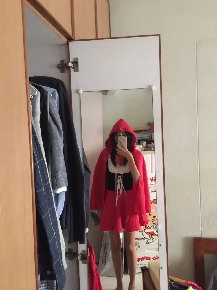 Costume du Petit Chaperon Rouge pour Femme Adulte, Robe de Barrage de Performance Cosplay, Festival de Carnaval d'Halloween