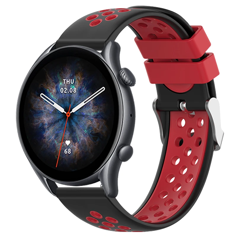 Ремешок для смарт-часов Huami Amazfit GTR 3 / GTR 3 Pro, силиконовый сменный двухцветный ажурный браслет, аксессуары, 22 мм