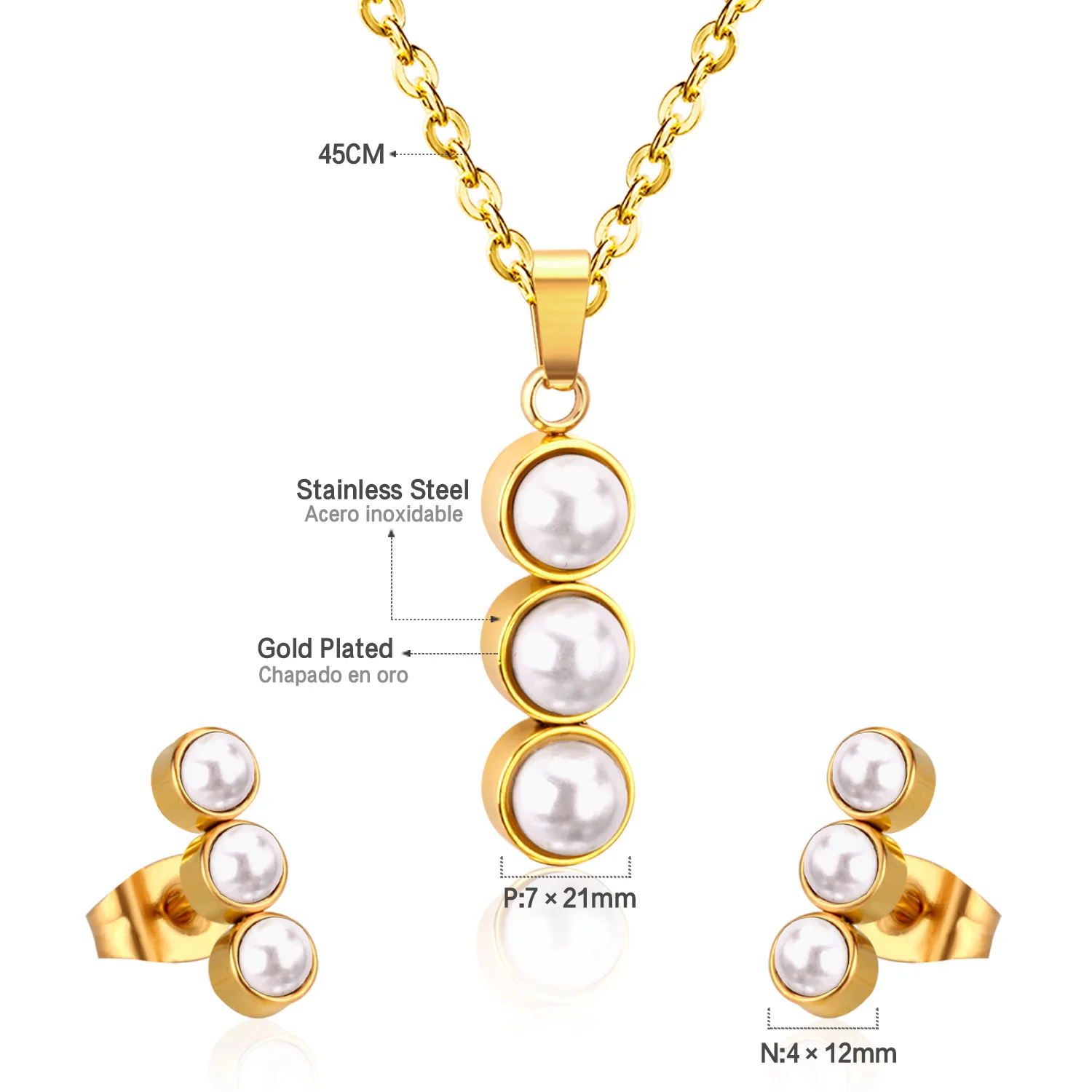 LUXUKISSKIDS Korean Fashion White Pearl with Zirconia Jewelry Sets Elegant Fairy Pendant Necklace And Earrings For Women Wedding