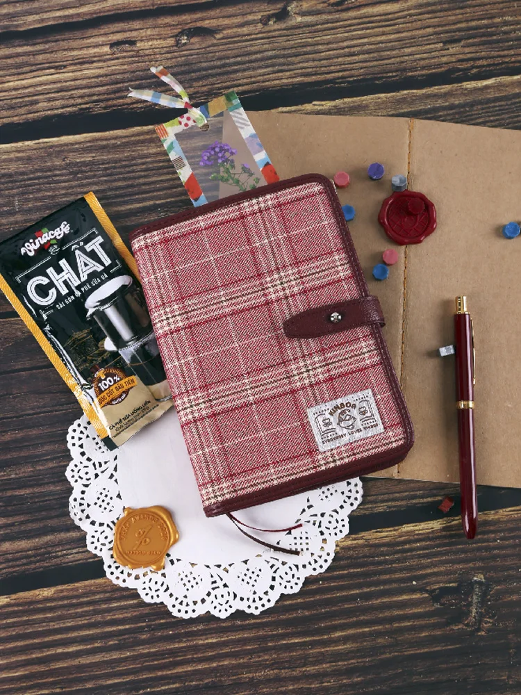 Kinbor-Cuaderno de mano Simple A6, cuaderno artístico a cuadros, diario a cuadros, 2020, planificador, cuadrícula, Noteboy