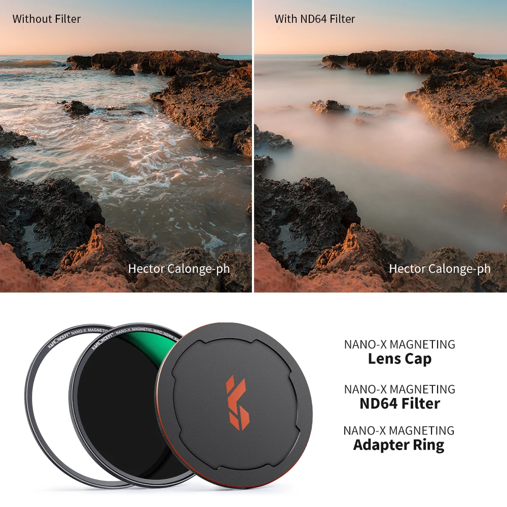 K&F Concept Magnetic HD ND64 Filter 49mm-82mm Camera Lenses Filter Multi-Coated Len Cap Filter For Nikon Canon Leica Sony Nano X