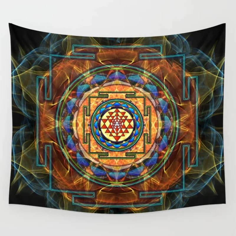 

The Sri Yantra Sacred Geometry Tapestry Wall Hanging Trippy Tapestries for Living Room Home Dorm Fantasy Boho Decor Gift