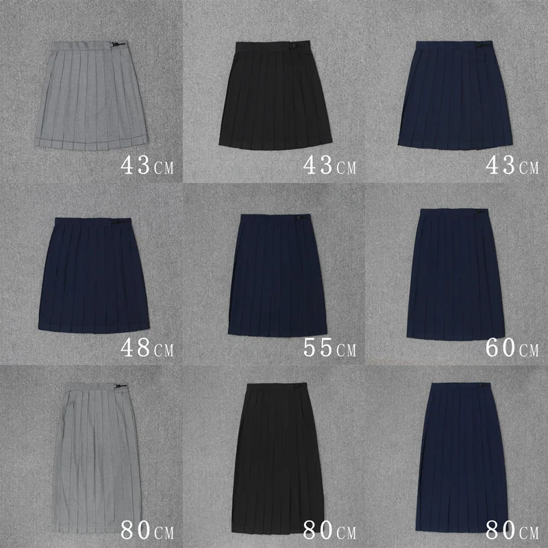 Japanese School Dresses Sailor Suit Plain Pleated Skirt Jk Uniforms College Middle School Costume Black Blue Gray 43-80cm Length