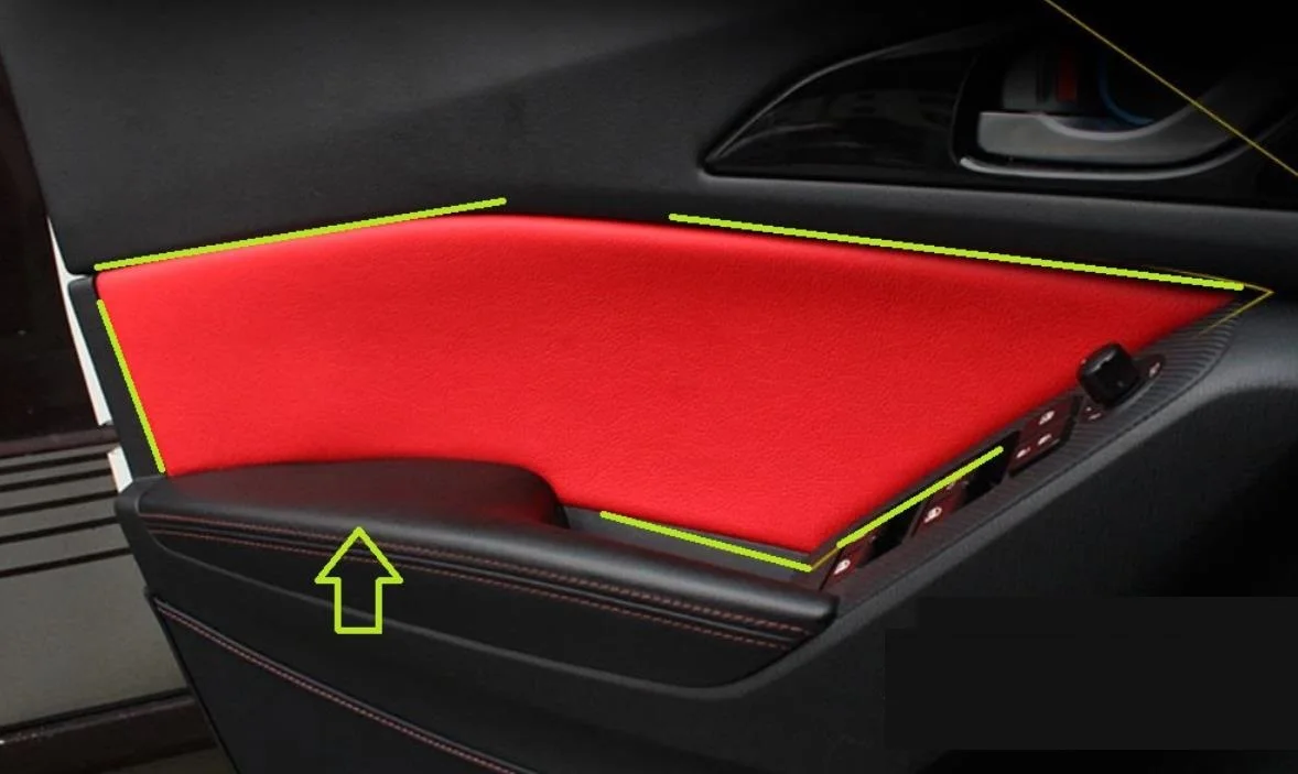 Microfiber Front / Rear Door Panels Armrest Leather Cover Protective Trim For Mazda 3 Axela 2014-2018 with Mount Fittings