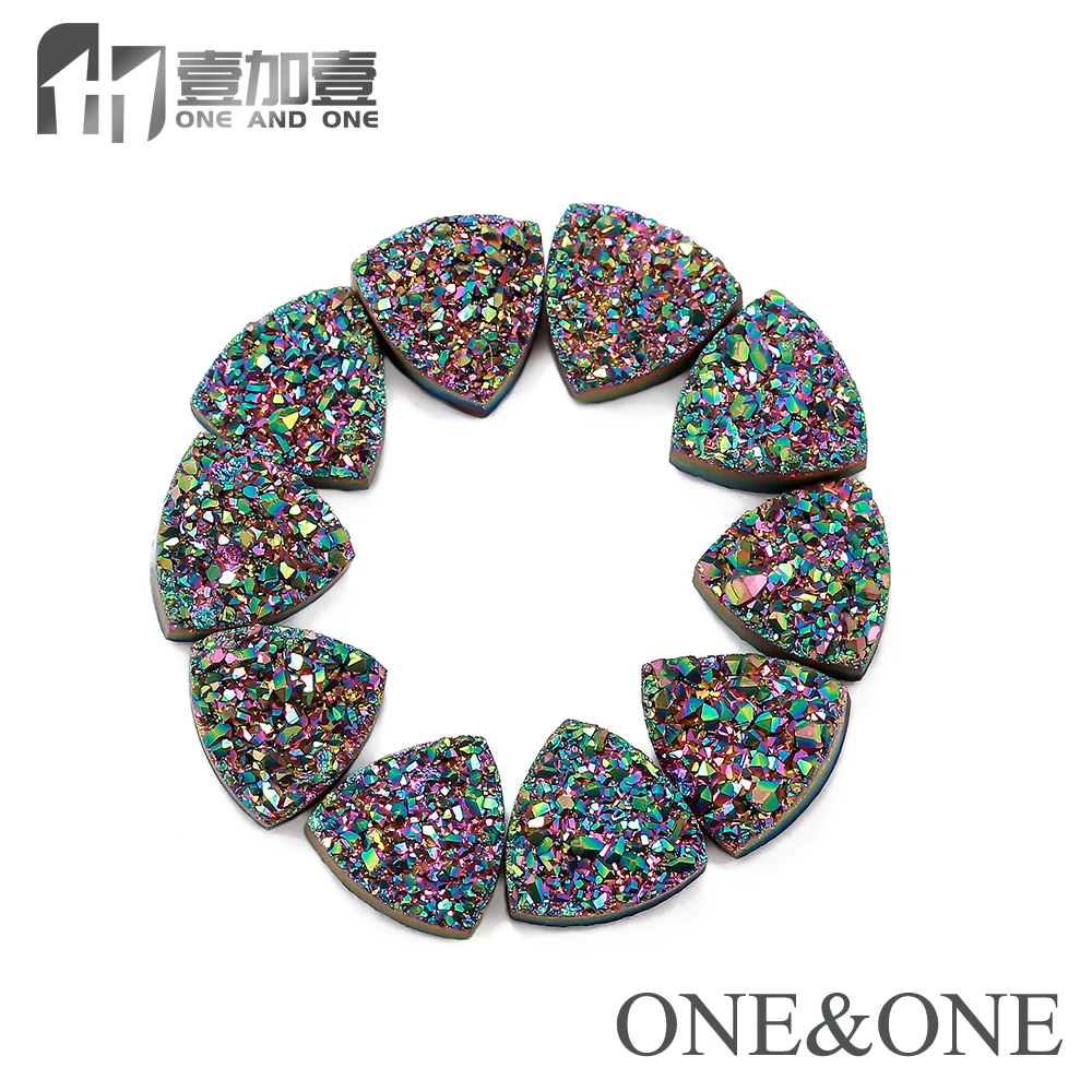 EYIKA Wholesale 10pcs/Lot Natural Druzy Stone Beads Triangle 8*8*8mm Opal Beads for Jewelry Making Provide Mixed Colors Choice