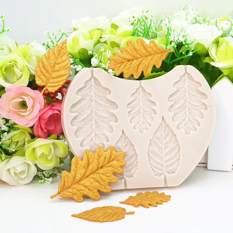 

5 Green Leaf Silicone Mold Chocolate Dessert Lace Decoration Supplies DIY Cake Pastry Fondant Moulds Resin Kitchen Baking Tool